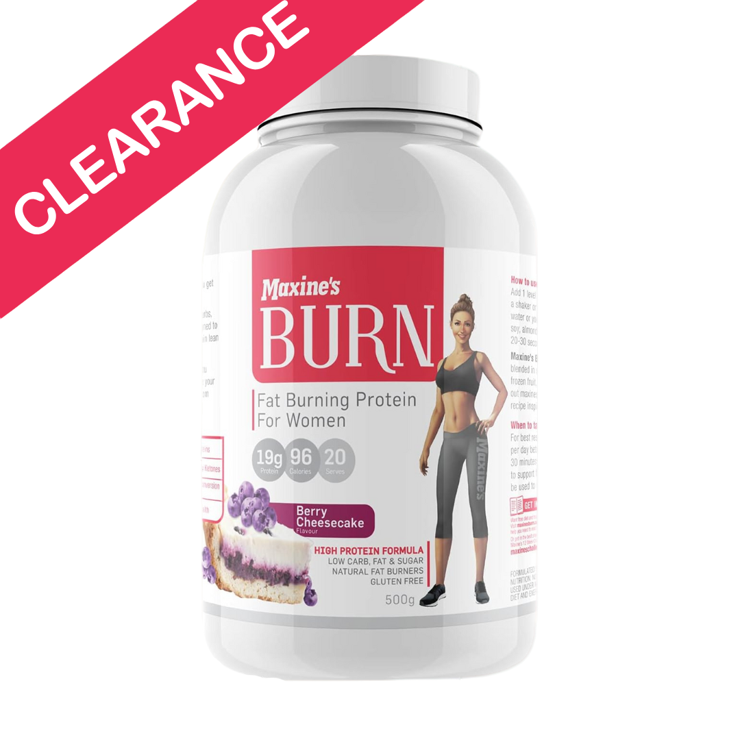 Maxine's Burn Protein Berry Cheesecake 1.25kg – Fat Burning Protein for Women, Clearance Stock, High Protein Formula, Short Expiry.