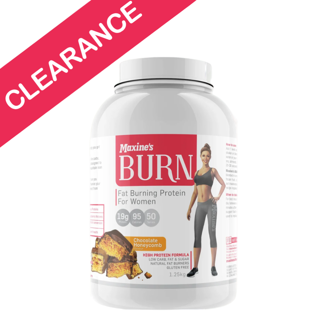 Maxine's Burn Protein Chocolate Honeycomb 1.25kg – Fat Burning Protein for Women, Clearance Stock, High Protein Formula, Short Expiry