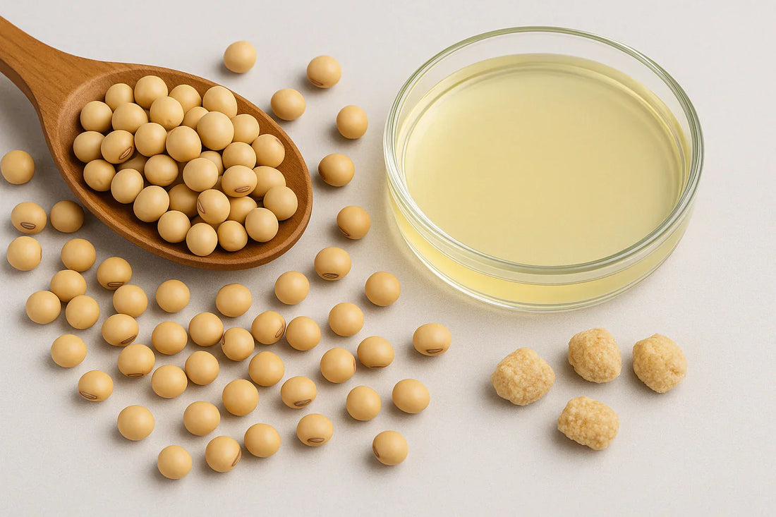 Soy and sunflower lecithin emulsifiers in granule and liquid form.