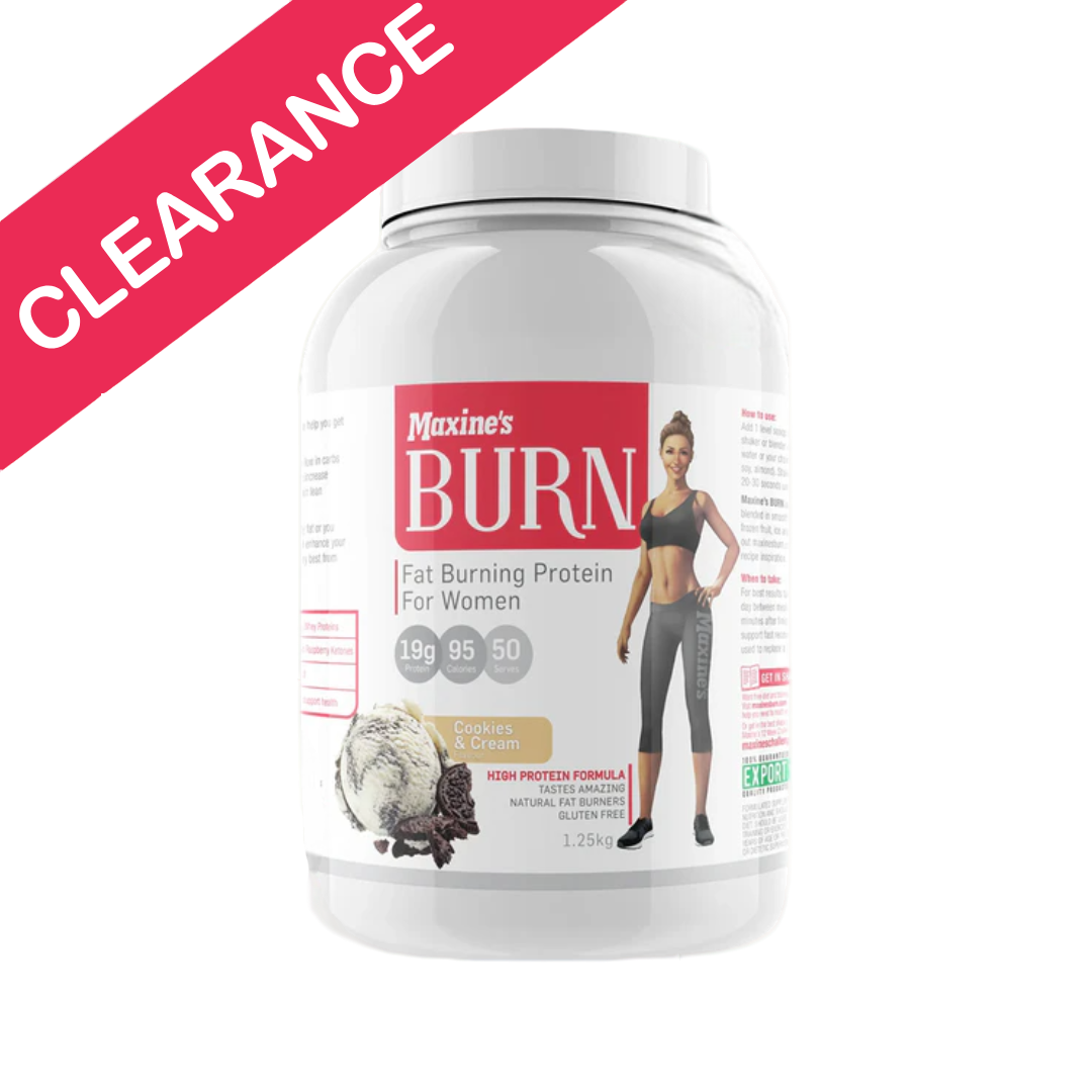 Maxine's Burn Protein Cookies & Cream 1.25kg – Fat Burning Protein for Women, Clearance Stock, High Protein Formula, Short Expiry.